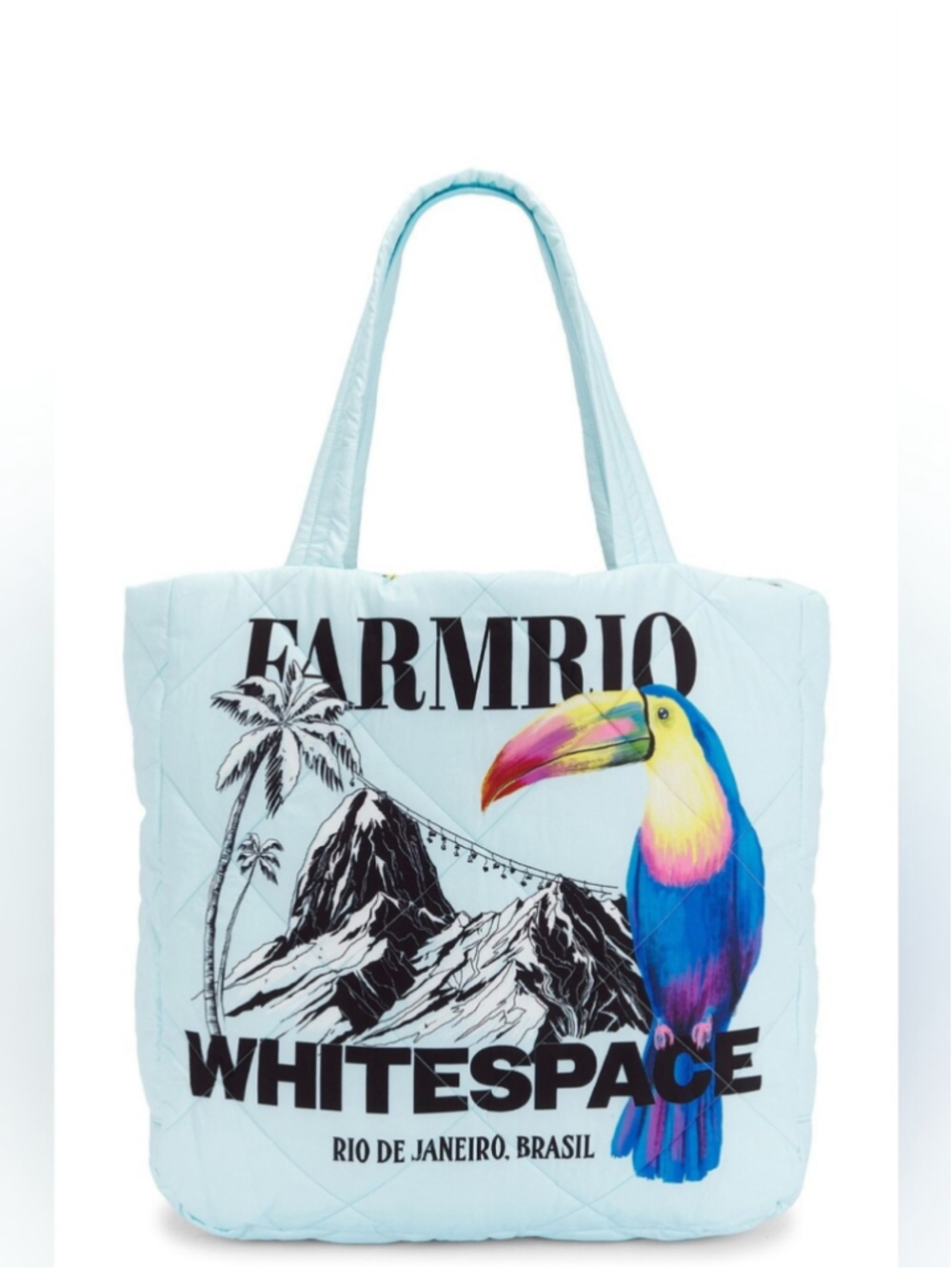 NWT $130 WHITESPACE x FARM RIO Puffer Tote Blue - brand new!!!!!!